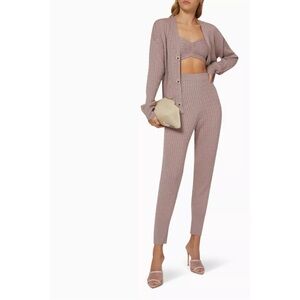 NWT IZAAK AZANEI Pearl Embellished Pants in Cable Knit